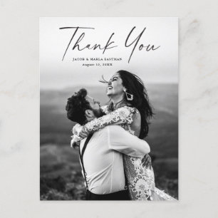 Tarjeta de agradecimiento de boda con foto de guió