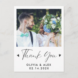 Tarjeta de agradecimiento de boda con foto de guió