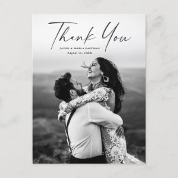 Tarjeta de agradecimiento de boda con foto de guió