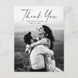 Tarjeta de agradecimiento de boda con foto de guió