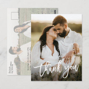 Tarjeta de agradecimiento de boda con foto de guió