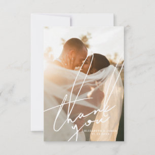 Tarjeta de agradecimiento de boda con foto de guió