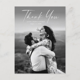 Tarjeta de agradecimiento de boda con foto de guio