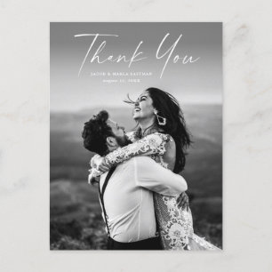 Tarjeta de agradecimiento de boda con foto de guio