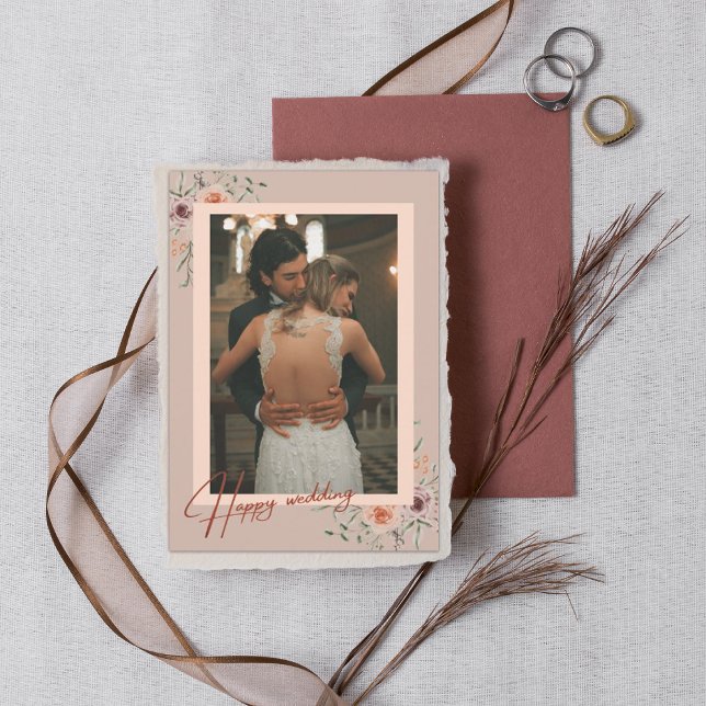 Tarjeta de agradecimiento de boda con foto de guió (Subido por el creador)