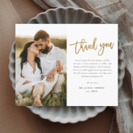 Tarjeta de agradecimiento de boda con foto de guió