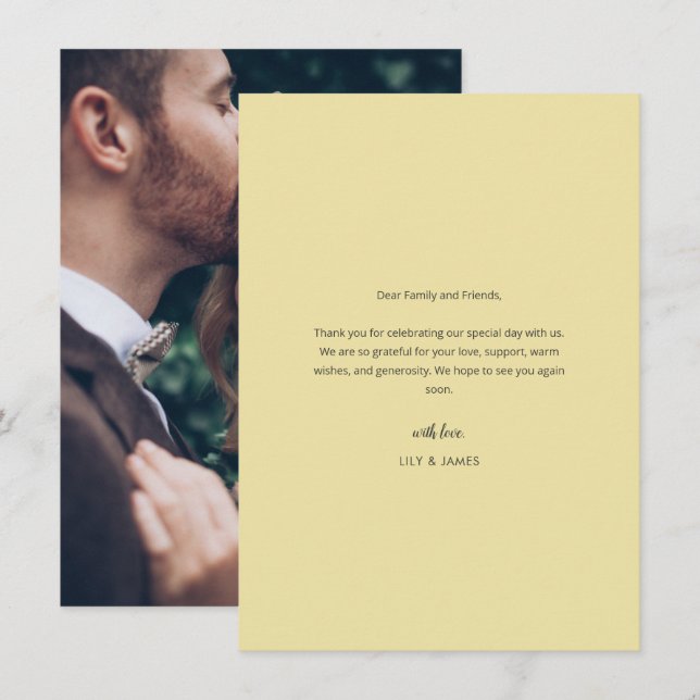 Tarjeta de agradecimiento de boda con foto de isla (Anverso / Reverso)