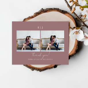 Tarjeta de agradecimiento de boda con foto de Mono