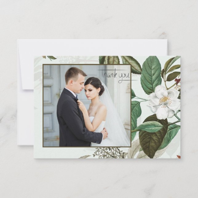 Tarjeta de agradecimiento de boda con foto de Rosa (Anverso)