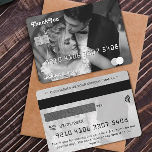 Tarjeta de agradecimiento de boda con foto de tarj