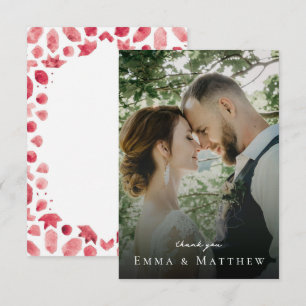 Tarjeta de agradecimiento de boda con foto de teja