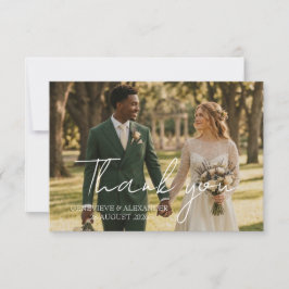 Tarjeta de agradecimiento de boda con foto de tono