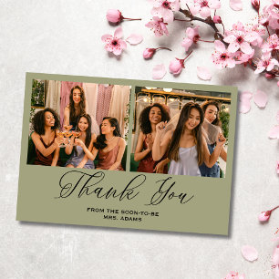 Tarjeta de agradecimiento de boda con foto elegant