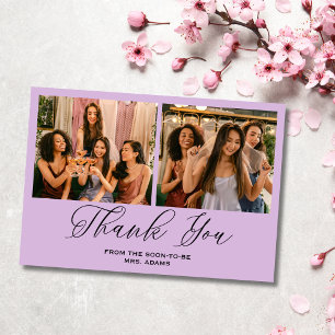 Tarjeta de agradecimiento de boda con foto elegant