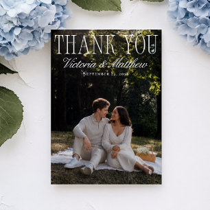 Tarjeta de agradecimiento de boda con foto elegant