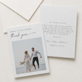 Tarjeta de agradecimiento de boda con foto elegant