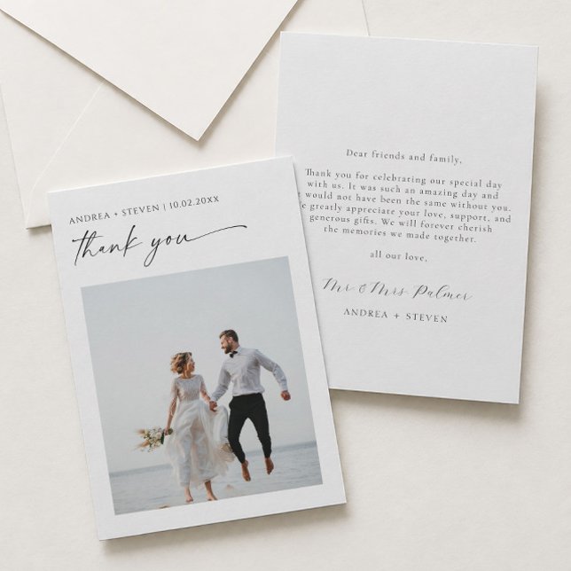 Tarjeta de agradecimiento de boda con foto elegant (Subido por el creador)