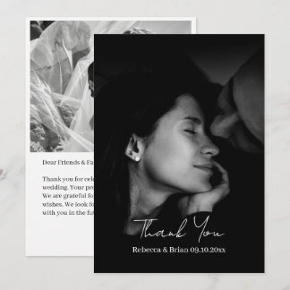 Tarjeta de agradecimiento de boda con foto elegant