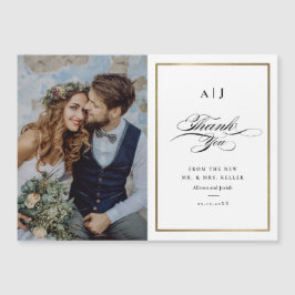 Tarjeta de agradecimiento de boda con foto elegant
