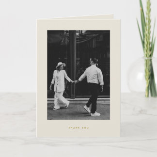 Tarjeta de agradecimiento de boda con foto en beig