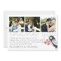 Tarjeta de agradecimiento de boda con foto en coll