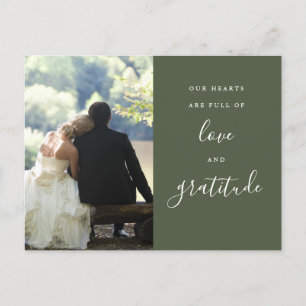 Tarjeta de agradecimiento de boda con foto en guió