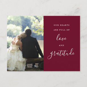 Tarjeta de agradecimiento de boda con foto en guió