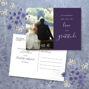 Tarjeta de agradecimiento de boda con foto en guió