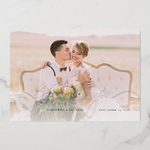 Tarjeta de agradecimiento de boda con foto en lámi