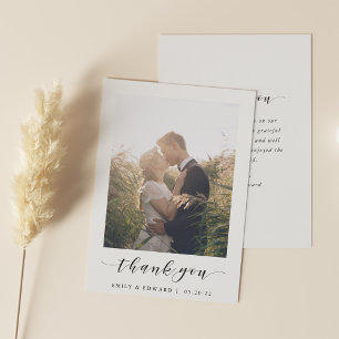 Tarjeta de agradecimiento de boda con foto en marc