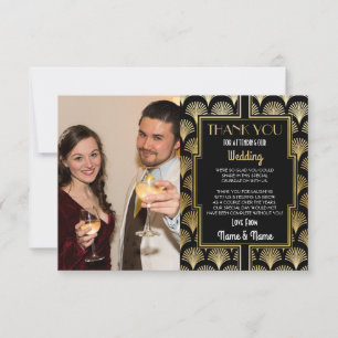 Tarjeta de agradecimiento de boda con foto Fiesta 