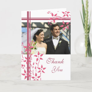 Tarjeta de agradecimiento de boda con foto floral
