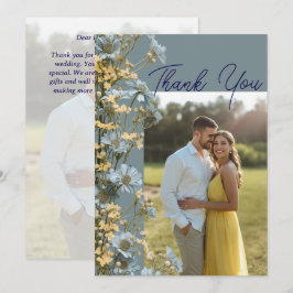 Tarjeta de agradecimiento de boda con foto floral 