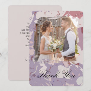 Tarjeta de agradecimiento de boda con foto floral 