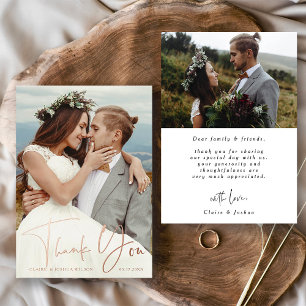 Tarjeta de agradecimiento de boda con foto foil Le