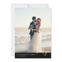 Tarjeta de agradecimiento de boda con foto minimal