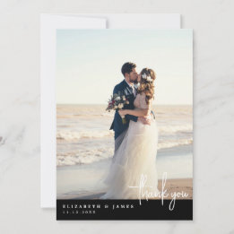 Tarjeta de agradecimiento de boda con foto minimal
