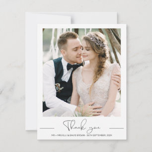 Tarjeta de agradecimiento de boda con foto minimal
