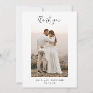 Tarjeta de agradecimiento de boda con foto minimal