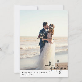 Tarjeta de agradecimiento de boda con foto minimal