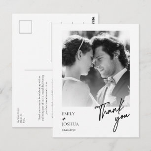 Tarjeta de agradecimiento de boda con foto minimal