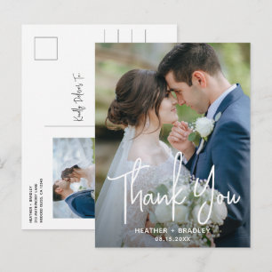 Tarjeta de agradecimiento de boda con foto minimal