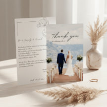 Tarjeta de agradecimiento de boda con foto minimal
