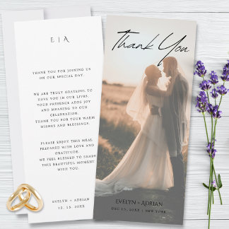 Tarjeta de agradecimiento de boda con foto minimal