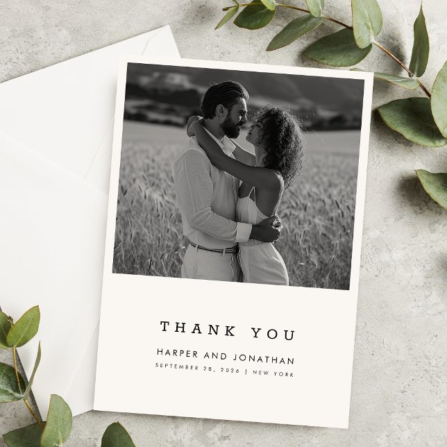Tarjeta de agradecimiento de boda con foto minimal (Subido por el creador)