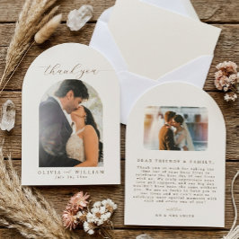 Tarjeta de agradecimiento de boda con foto minimal