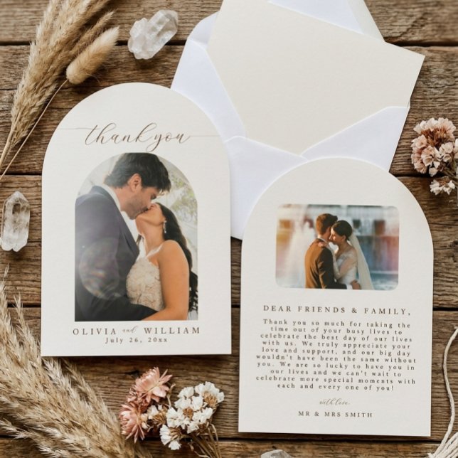 Tarjeta de agradecimiento de boda con foto minimal (Subido por el creador)