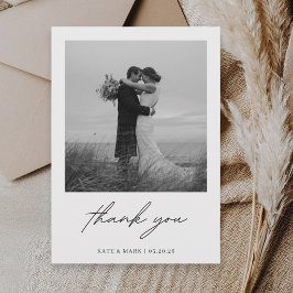 Tarjeta de agradecimiento de boda con foto minimal