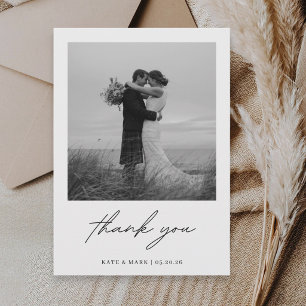 Tarjeta de agradecimiento de boda con foto minimal