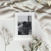 Tarjeta de agradecimiento de boda con foto minimal